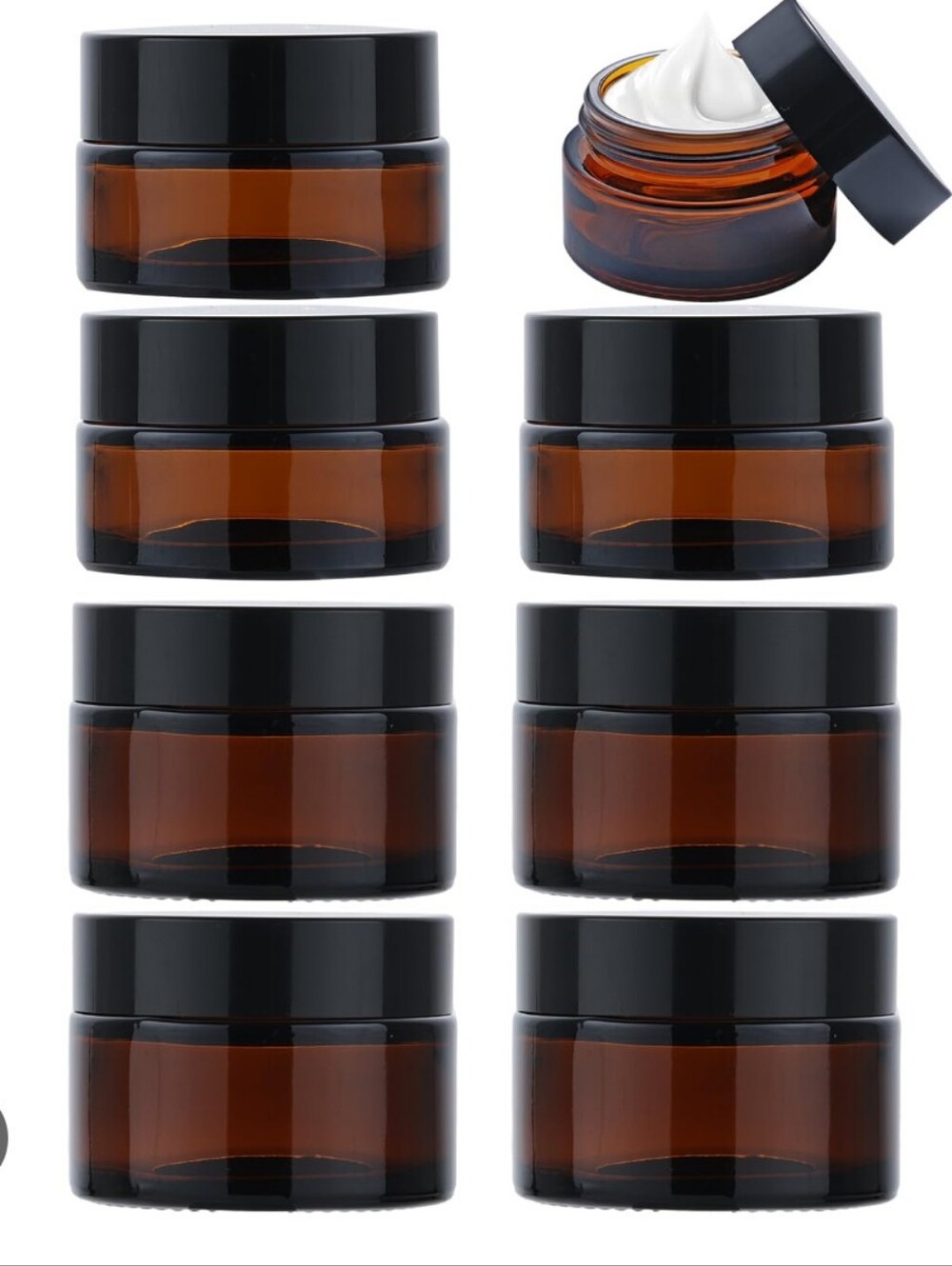 Set Of 8 Glass Skincare Containers